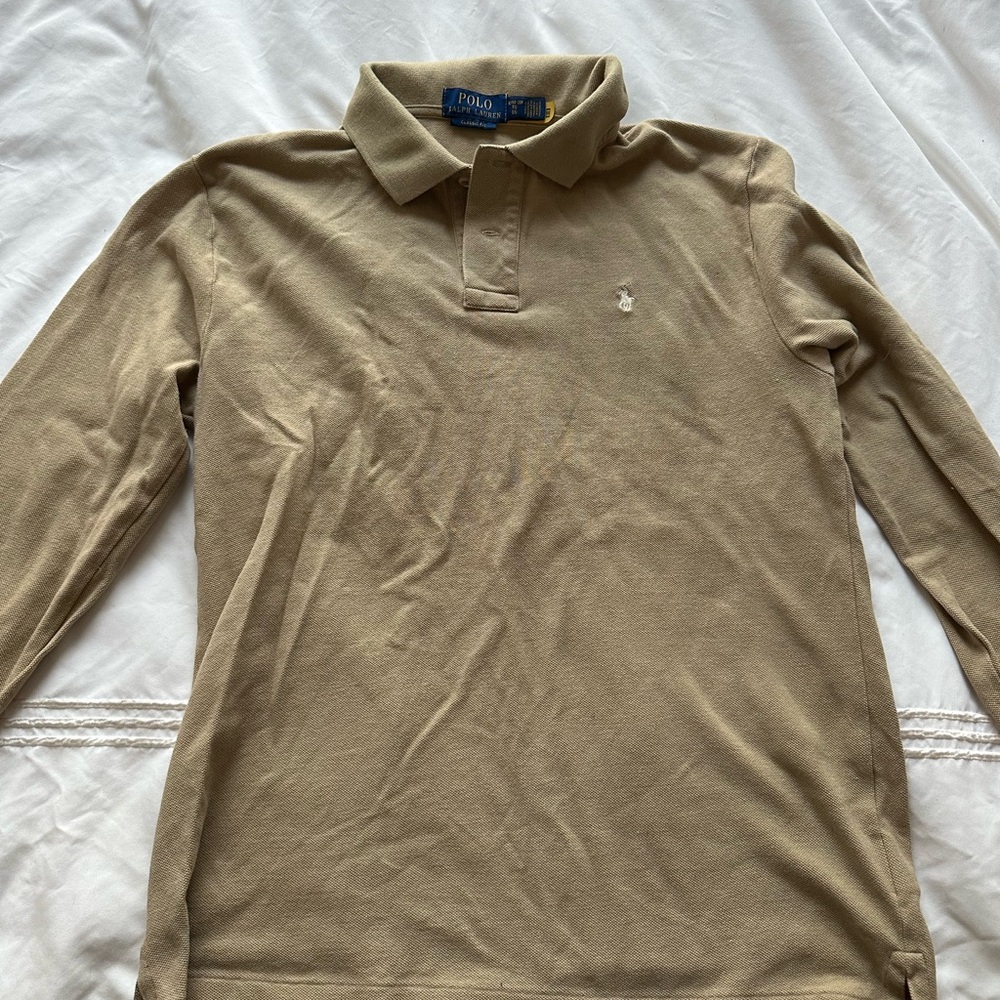 Ralph Lauren Men's Long Sleeve Polo Shirt - Beige/Tan